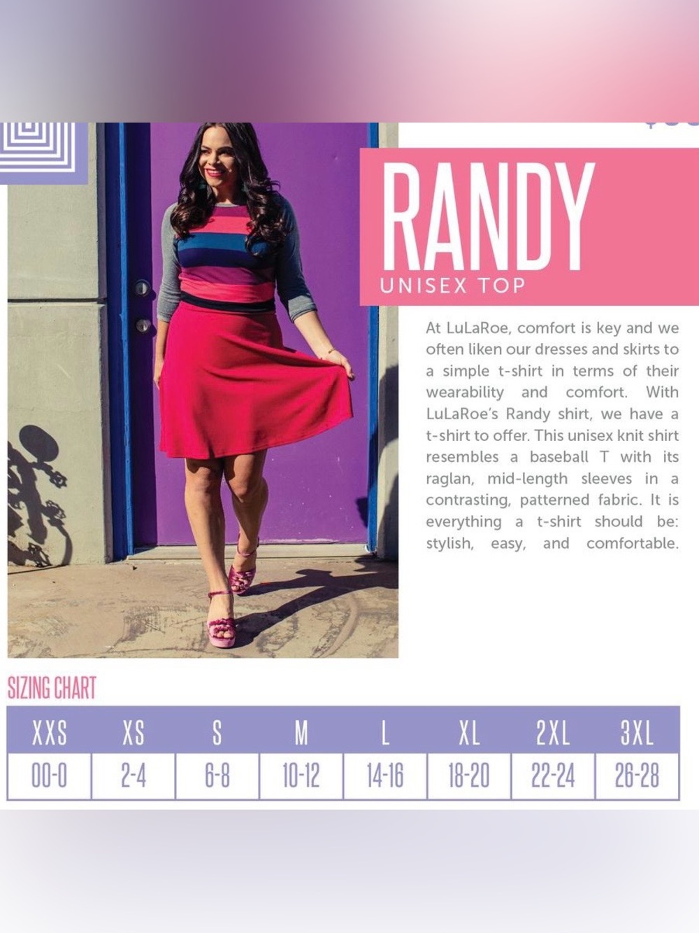 LuLaRoe Randy Gray Geometric Raglan Top - Picture 2 of 2
